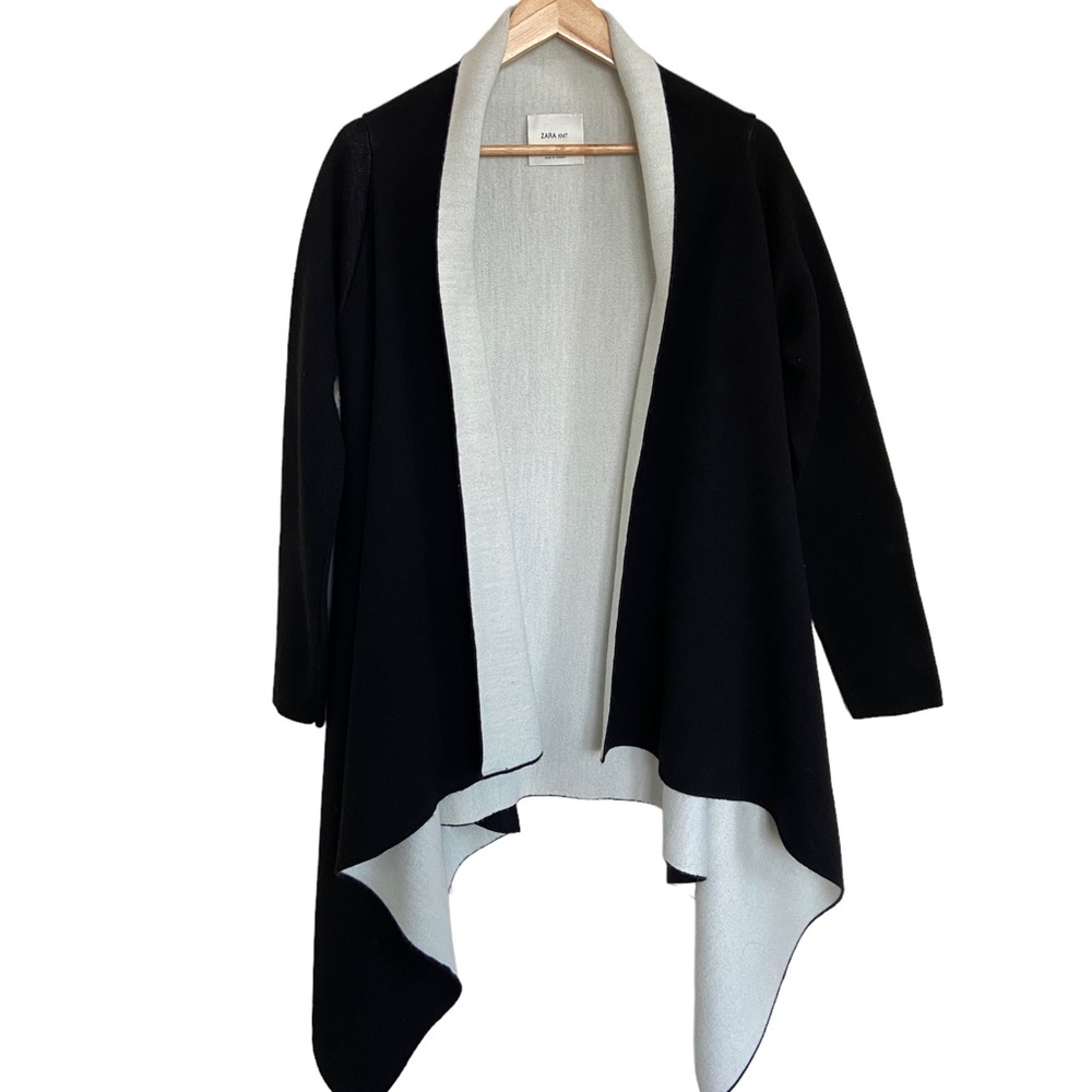 Zara Knit Double Face Waterfall Cardigan